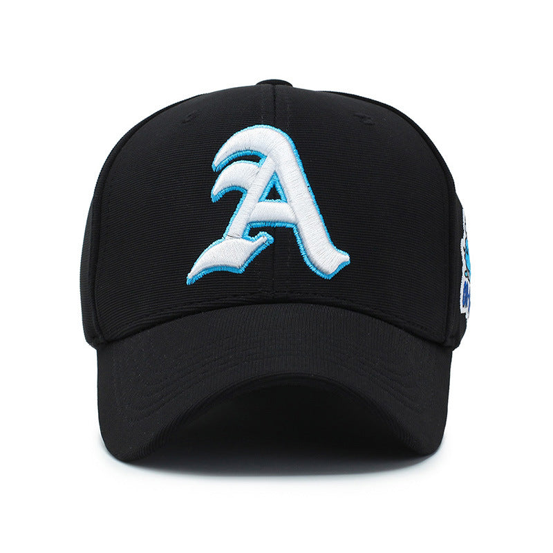 Fashion Gothic Letter A Side Whale Embroidery Baseball Caps Spring and Autumn Outdoor Adjustable Casual Hats Sunscreen Hat