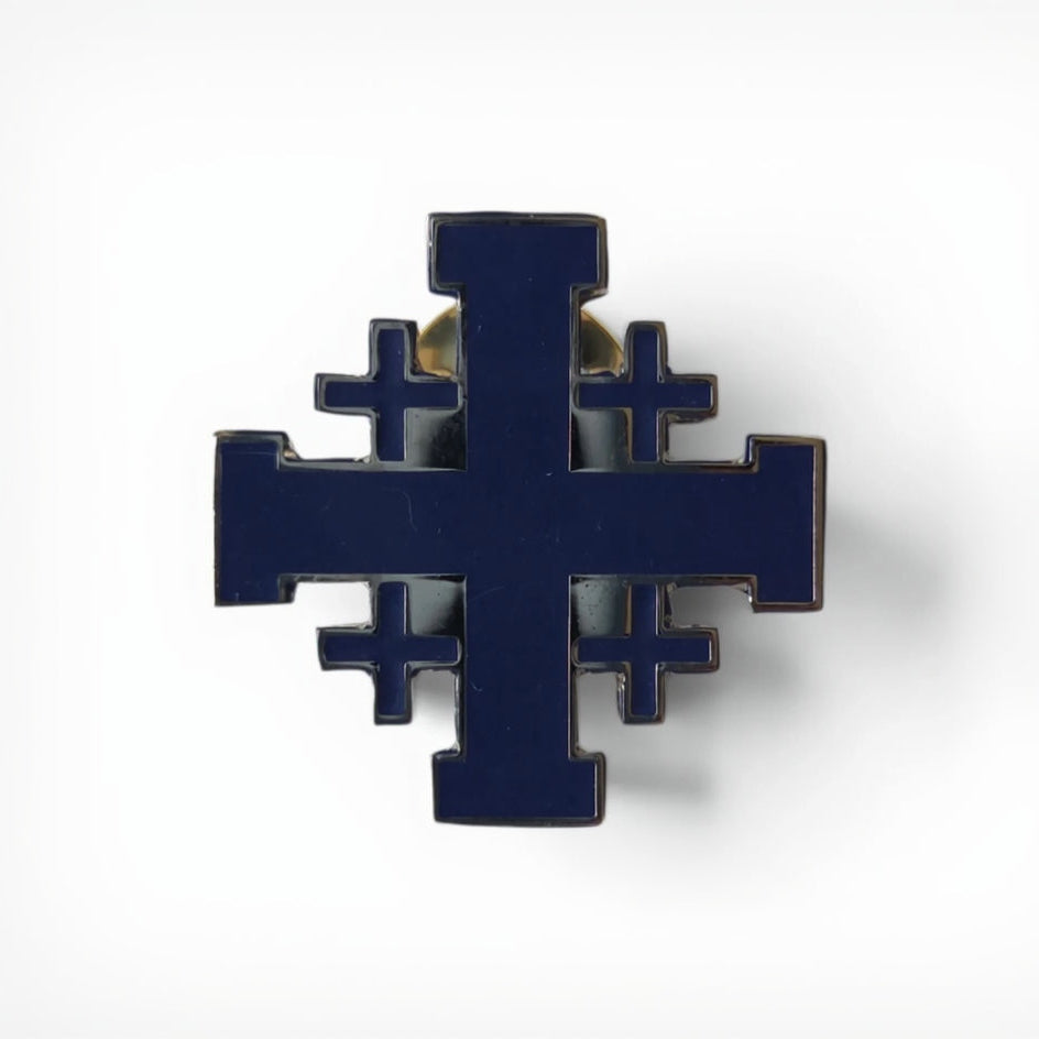 Blue Jerusalem Cross Lapel Pin